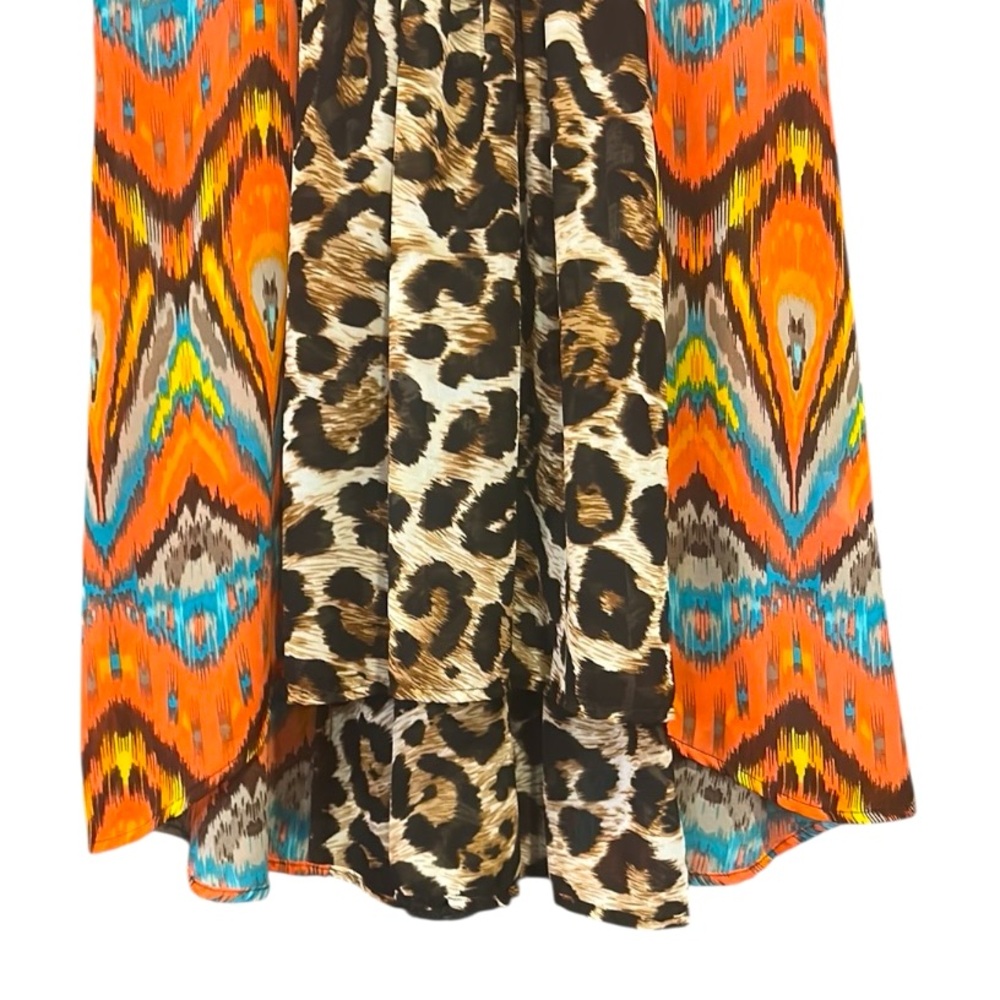 Ivy Jane Leopard Print Chiffon Dress Cover-up Sheer Bohemian Colorful Size Small - Picture 11 of 16
